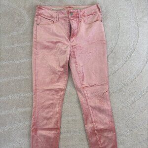 Anthropologie Pilcro and the Letterpress Pink Crushed Velvet High Rise Skinny
